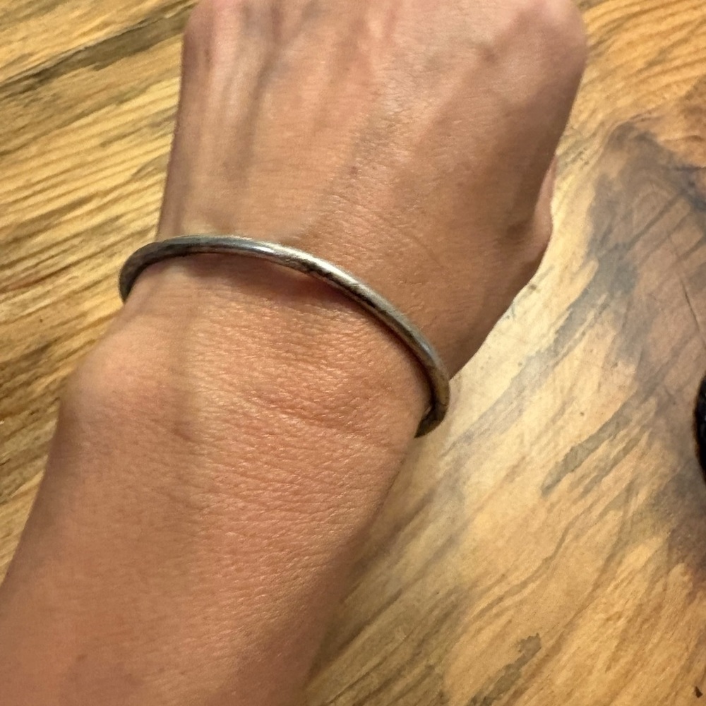 Vintage sterling silver bracelet simple cuff minimal wrap ball ends
